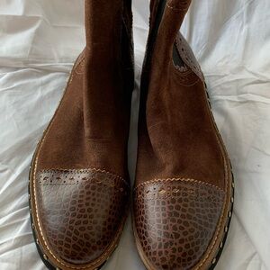 Free People Brown Suede Satchel with Embossed Leather Trim